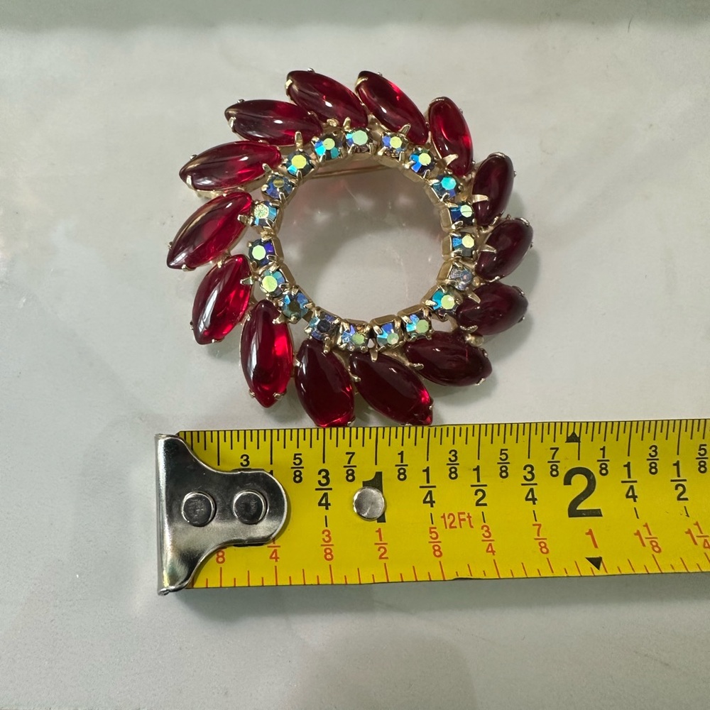Elegant Red Crystal Brooch
